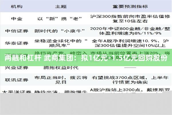 两融和杠杆 武商集团：拟1亿元-1.5亿元回购股份