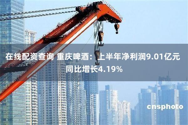 在线配资查询 重庆啤酒：上半年净利润9.01亿元 同比增长4.19%