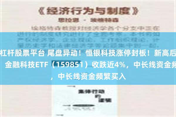 杠杆股票平台 尾盘异动！恒银科技涨停封板！新高后首回调，金融科技ETF（159851）收跌近4%，中长线资金频繁买入